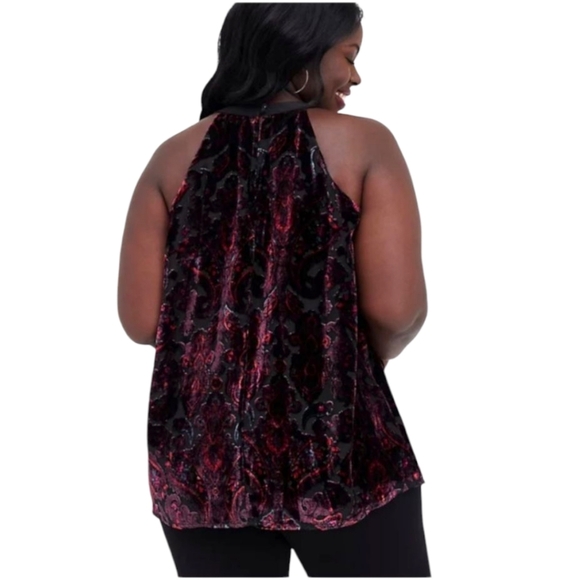Torrid Velvet Halter -Top Black and Burgundy Paisley Print With Tunic Length 4X - Picture 12 of 16